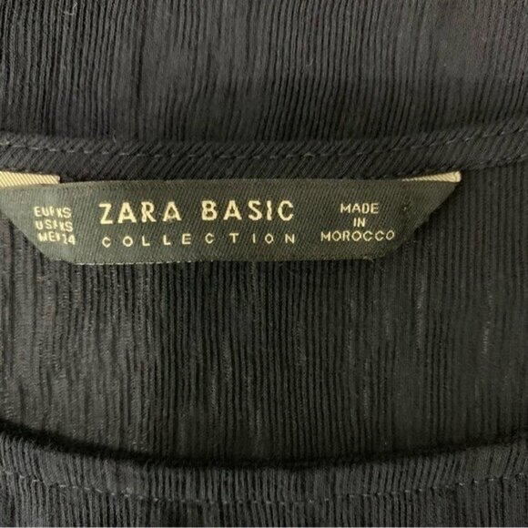 Zara Basic Collection Navy Asymmetrical Long Sleeve Blouse Grommet Detail XS - Picture 5 of 6